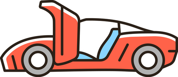 car with synchro helix doors rgb color icon Vector Image