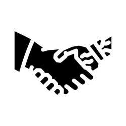 human and robot handshake ai integration glyph vector image