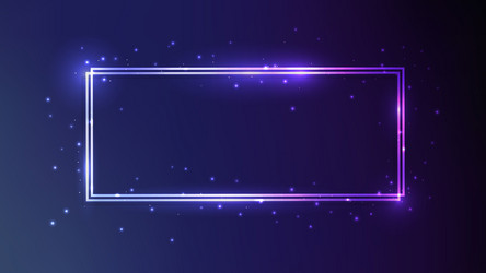 neon double rectangular frame with shining vector image