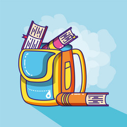 school bag supply with books vector