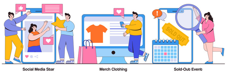 store locator product pricing concept with tiny vector image