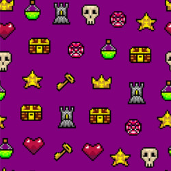color pixel objects games seamless pattern vector image
