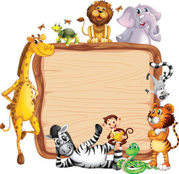 frame design with many animals around border vector image