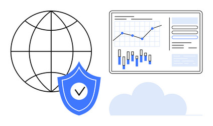 global network security with data analysis vector image