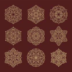 Ornament round set with mandala arabic style vector