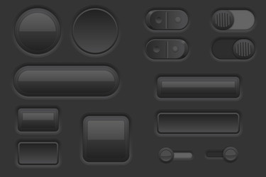 black web interface buttons set 3d icons vector