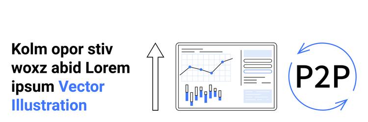 data analytics dashboard with growing chart vector image