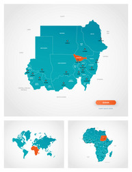 editable template map sudan with marks vector