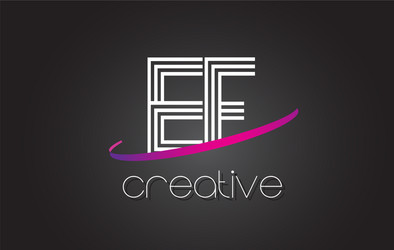 Ef e f letter logo with lines design and purple vector