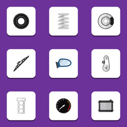 flat parts set of auto component heater wheel vector image