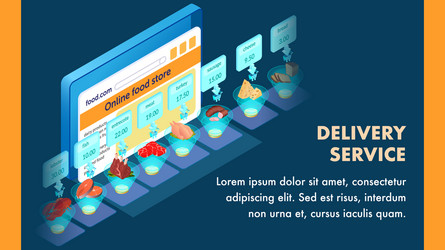 Food ordering application isometric banner layout vector