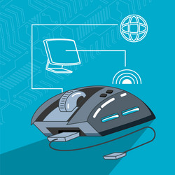mouse device computer with set icons vector image