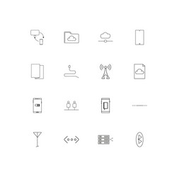 network and database simple linear icons set vector image