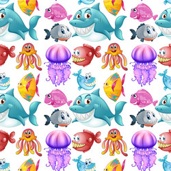 Ocean Animals Seamless Pattern Vector Image