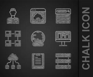set social network server data report web vector image