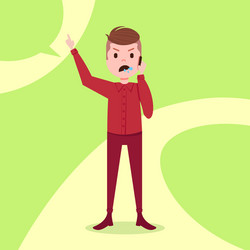 Teen boy character angry phone call male red suit vector