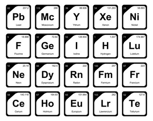 20 preiodic table of the elements icon pack design vector