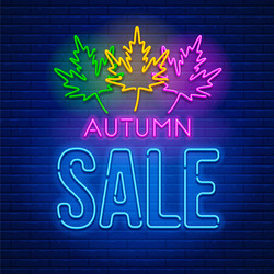 Autumn Neon Sale Sign Vector Image