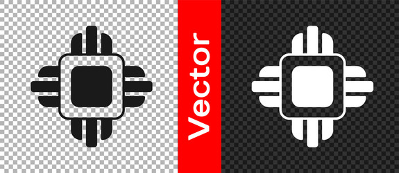 black computer processor with microcircuits cpu vector image