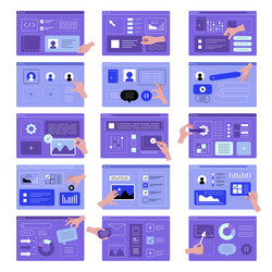 hands ui programming designers creating app vector image