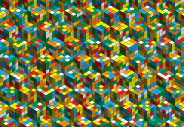 Magic cube pattern seamless design color block vector