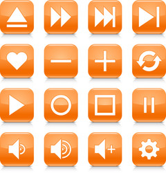 orange media sign rounded square icon web button vector image
