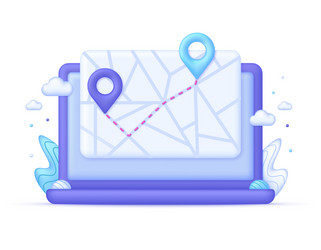 3d map with delivery tracking on computer Vector Image