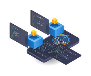 control smartphone development with programming vector image