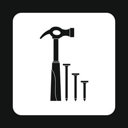 Hammer and nails icon simple style vector