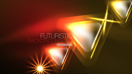 techno neon triangles with light effects vector
