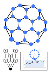 network sphere with molecular structure data vector image
