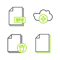 set line document delete file add cloud vector image