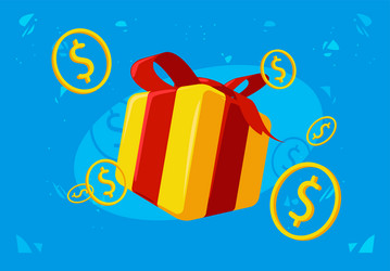 Gift box with currency vector