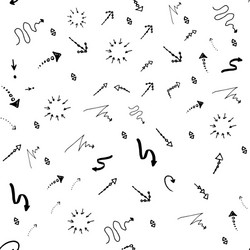 Seamless doodle ink pointer and arrow pattern vector