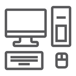 computer line icon technology and desktop pc vector image