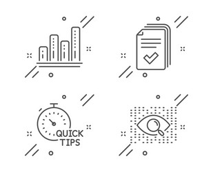 Graph chart handout and quick tips icons set vector