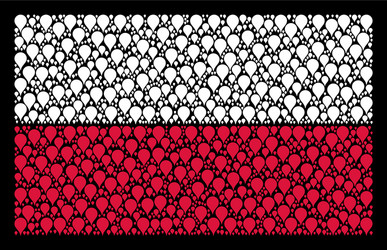 polish flag pattern of map pointer icons vector