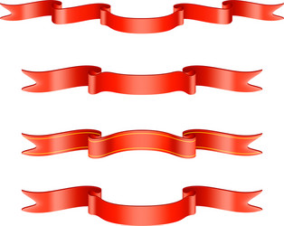 Red glossy ribbon banners set ribbons Royalty Free Vector
