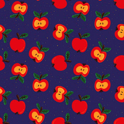 seamless pattern with red apples and colorful dots vector image