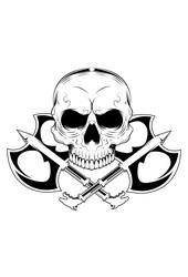 Skull and ax vector