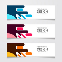 set horizontal web banner with three different vector image