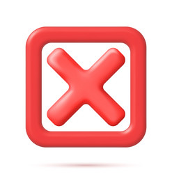 3d wrong button in square shape vector image