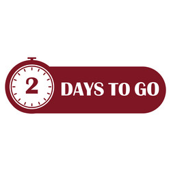 countdown timer icon two days to go clock maroon vector image