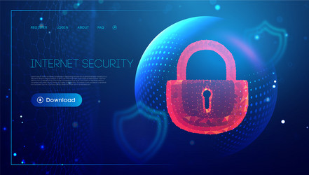Abstract cyber security with padlock blue wave Vector Image