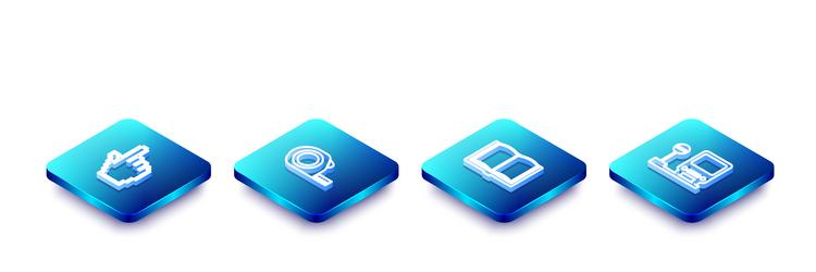 set isometric line pixel hand cursor roulette vector image