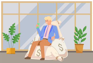 Successful businessman is sitting in office vector