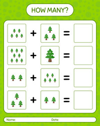 how many counting game with pine tree worksheet vector image