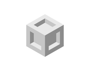 isometric gray cube with inner openings vector image