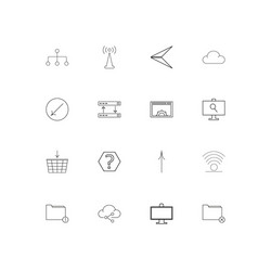 network and database simple linear icons set vector image