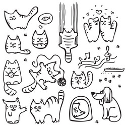Cute Doodle Cat Sketch Vector Image
